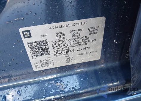 2019 Chevrolet Silverado 1500 Rst из США, поврежденный, VIN 1GCUYEED2KZ127673